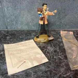 2003 Elivis Presly Teddy Bear Figurine with Microphone Full Presentation Antique